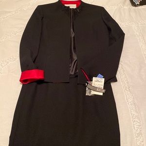 Black and red Tahari suit